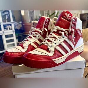 Adidas Forum 84 High 'Red Patent' Red and White Leather high top sneakers
